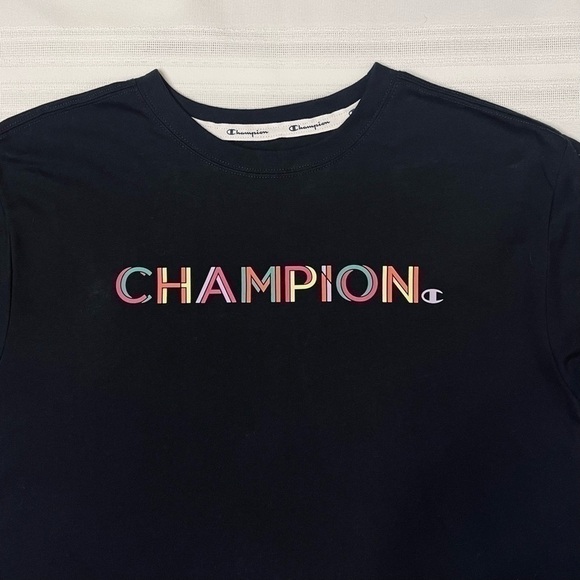 Champion‎ SS T-Shirt Neon Rainbow Letters Sz M EUC - Picture 3 of 9